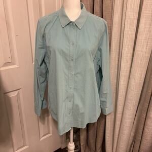 Chicos Size 3 Aqua Button Up Mini Rib Corduroy Shirt